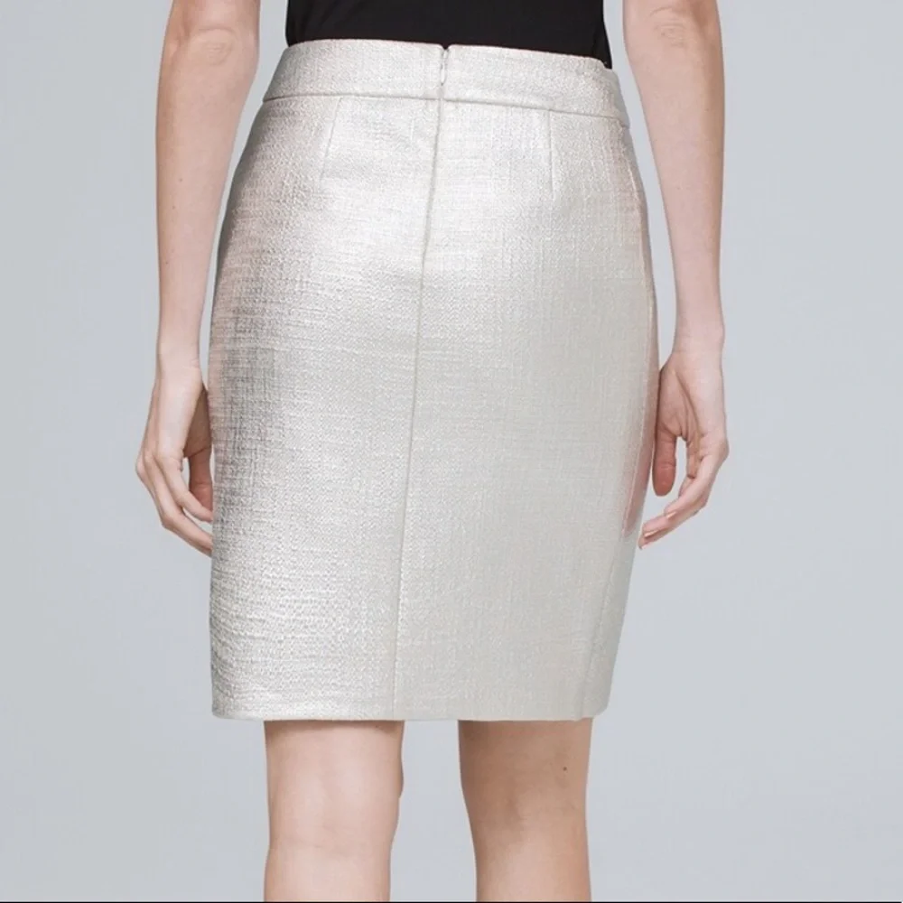 NEW White House Black Market Metallic Tweed Boot Skirt